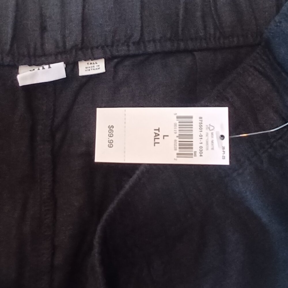 NWT GAP  Black Pull On Mid Rise Wide Leg Linen Pants Lightweight - Picture 12 of 14